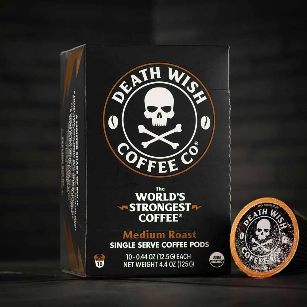 Death Wish Coffee Espresso Roast Single Serve Coffee Pods 10 Count